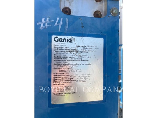 Genie Industries GR20 G84, Articulated Boom Lift, 412 hours, S/N: GR16P-41412, 2016 - Image 6