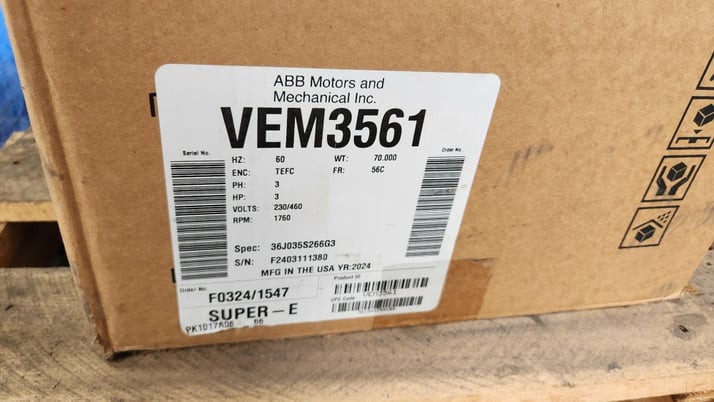 3 HP 1760 RPM Baldor Super-E, Frame 56C, TEFC, 230/460 Volts - Image 1