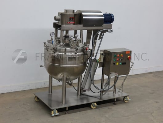 80 gallon Lee #80D9MT, 316 Stainless Steel jacketed kettle, 38" ID x 30" deep, with tilt out bridge mounted - Image 1
