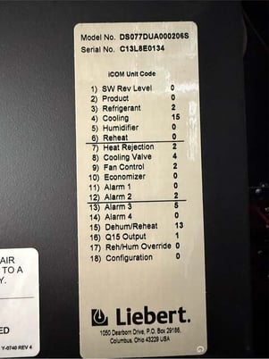 22 Ton Liebert DS077D, CRAC, 460 VAC, R407C, 2013 - Image 5