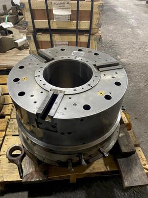 25-1/2" Rohm #LVE630AZ/EZ, 3-jaw extended stroke air chuck, 11" thru hole, 1" jaw stroke - Image 1