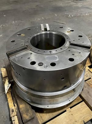 25-1/2" Rohm #LVE630AZ/EZ, 3-jaw extended stroke air chuck, 11" thru hole, 1" jaw stroke - Image 2