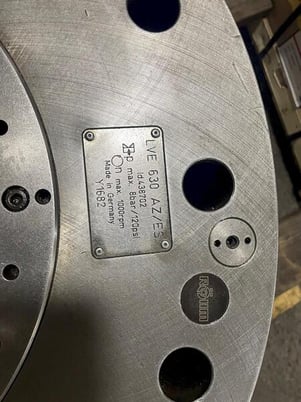 25-1/2" Rohm #LVE630AZ/EZ, 3-jaw extended stroke air chuck, 11" thru hole, 1" jaw stroke - Image 4