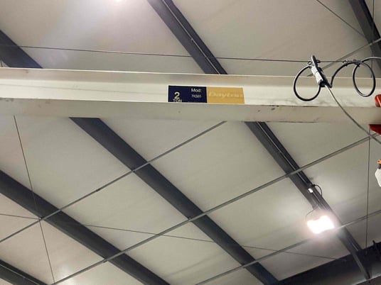 2 Ton, Dayton #7K565, Jib Crane, 12' H x 12' reach, 16" diameter mast, 14' under span, Harrington 1-ton hoist - Image 2