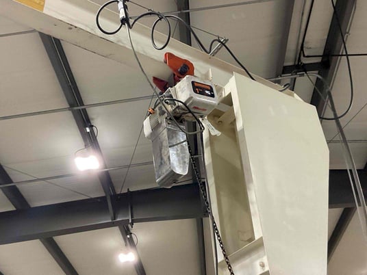 2 Ton, Dayton #7K565, Jib Crane, 12' H x 12' reach, 16" diameter mast, 14' under span, Harrington 1-ton hoist - Image 3
