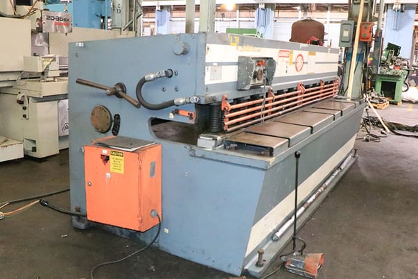 5/8" x 8' Heller #HS430, power squaring shear, 10 HP, 220 V., front operated power back gauge, support arms - Image 6