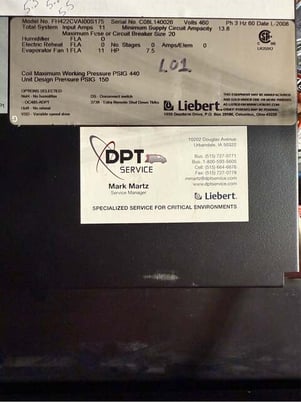 22 Ton, Liebert #FH422C, CRAC, CRAH, 460 Volts, Chilled Water Air Handler, 2008 - Image 3