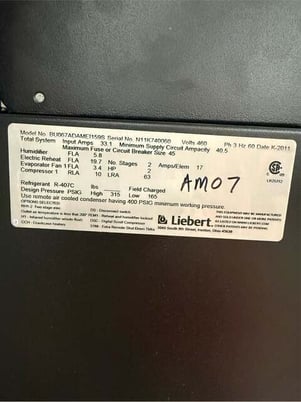 5 Ton, Liebert #BU067ADAMEI159S, CRAC, 3PH, 460 Volts, 2011 - Image 4