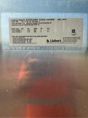 Liebert #DCDL205A, Air Cooled Condenser, 2-fan, 460 V., 3PH, 2011 - Image 3