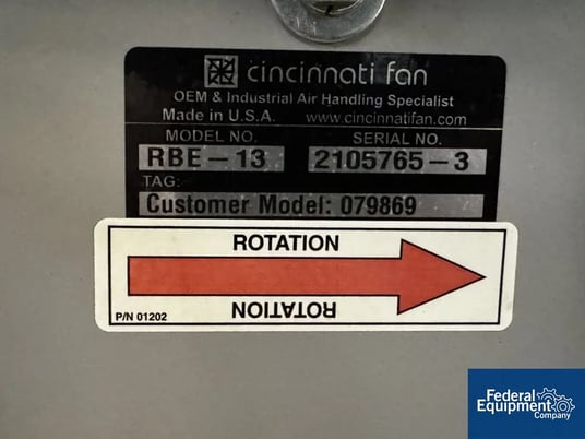 Cincinnati #RBE-13, Fan Blower, Carbon Steel, 3 HP, 230/460 V., 12.5" inlet, 10" x 12" outlet - Image 2