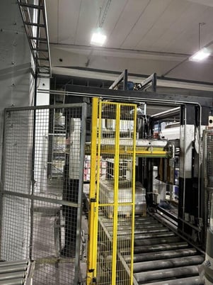 Signode (Haloila) #Octopus-1600BTS, pallet wrapping line with roller conveyor, security fences - Image 1