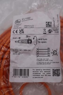 IFM Efector EVT092/ ADOGH040VAS0015E04 Cable STOCK H373A - Image 1