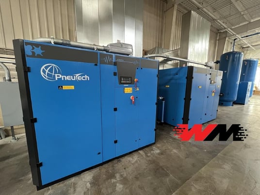208-920 cfm, 115 psi, PneuTech #Ri-220VSD-115B, Air Compressor Full Line, 220 HP VSD, 1060 gallon tank, 460 V. - Image 1