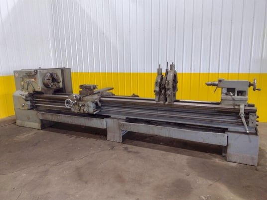 24" x 144" LeBlond #Regal, hollow spindle engine lathe, 21" 4-jaw chuck, 5" hole, 12-900 RPM, A1-11, Steady - Image 1