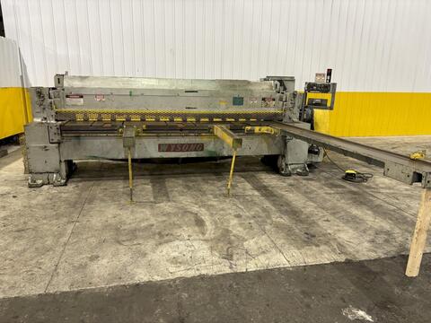 1/4" x 10' Wysong #1025, mechanical power squaring shear, 16 holddowns, 55 SPM, 36" front operated power back - Image 1