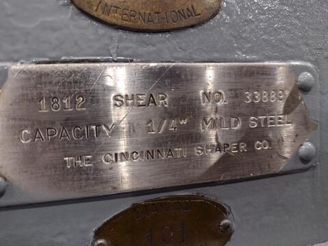 1/4" x 12' Cincinnati #1812, mechanical power shear, 13 holddowns, 36" front operated power back gauge, 60 - Image 2