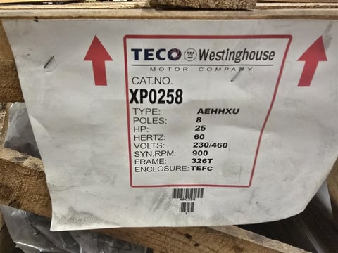 25 HP 900 RPM Westinghouse XP0258, Frame 326T, TEFC, 8P, 230/460 Volts - Image 2