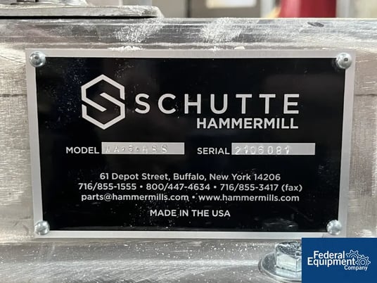 Schutte #WA-6-HSS, Hammermill, Stainless Steel, 3 HP, 230 V., discharge chute, VFD, 3x screens - Image 2