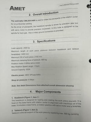 82" x 212" Amet #CWLS25-5400Z, Circumferential Welding Lathe, 31" Face diameter, 5500 lb. Part Capacity, 2015 - Image 8