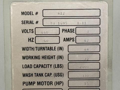 PMW #812, Rotary Table Parts Washer, Electric Heat, 48" diameter Turntable, 72" Work height, 2000 lb. Table - Image 2