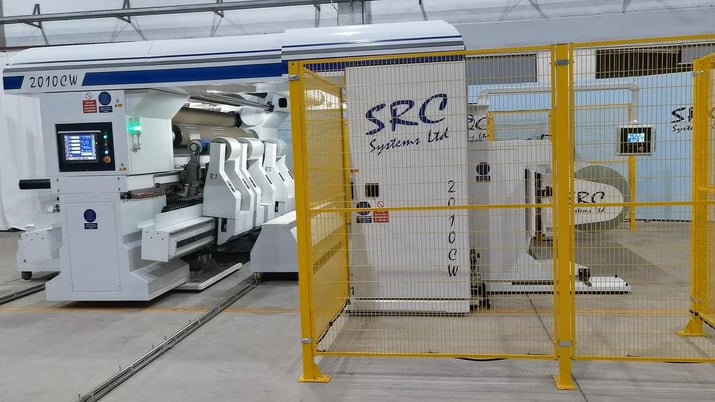 SRC Systems #2010CW, independent arm slitter rewinder, 72"-120" wide, Omron PLC, 2300 FPM, new - Image 3