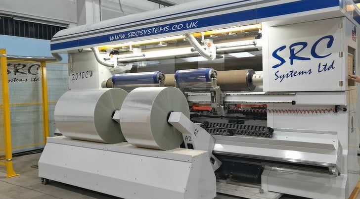 SRC Systems #2010CW, independent arm slitter rewinder, 72"-120" wide, Omron PLC, 2300 FPM, new - Image 4