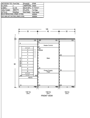 2500 Amp. ABB, Switchgear, 3-Section, 480/277 Volts, 2500A Main Breaker - Image 10