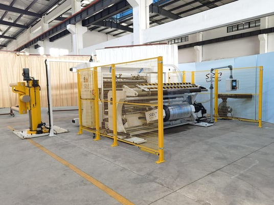 SRC Systems #810-LS, duplex slitter, 82" width, 32" rewind, dancer arm controlled tension at unwind - Image 4