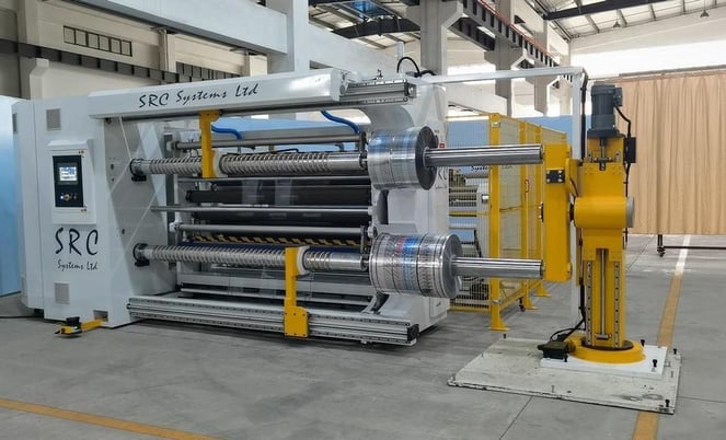 SRC Systems #810-LS, duplex slitter, 82" width, 32" rewind, dancer arm controlled tension at unwind - Image 9