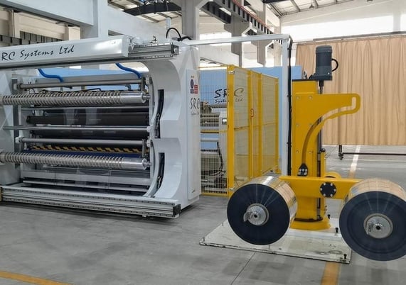 SRC Systems #810-LS, duplex slitter, 82" width, 32" rewind, dancer arm controlled tension at unwind - Image 10