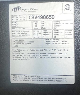 135 psi, Ingersoll-Rand #R4i-A135, rotary screw air compressor w/ tank, 5 HP, Xe50 Microprocessor Control - Image 6