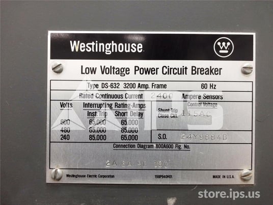 3200 Amps WH Ds-632 Eo/do 120 Volts AC Control, Amptector Ls, 2400 Amps Ct - Image 5