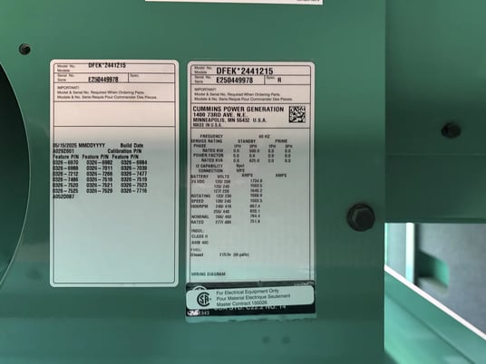 500 KW Cummins #QSX15-G9, standby diesel generator, WPE/SAE, 277/80 Volts, new, 2025 - Image 6