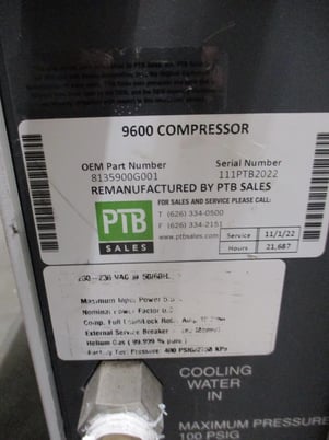 CTI - Cryogenics #9600, compressor, reman. - Image 4