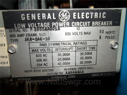 800 Amps GE Akr-5ae-30 Eo/do Unused Surplus (akr-_a-30) 125 Volts DC Control, Sst Li, 600 Amps Ct - Image 6