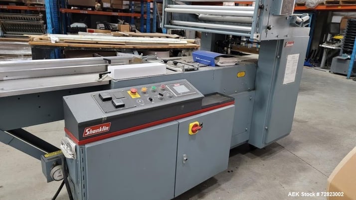 Shanklin #F4A, Lap Seal Shrink Wrapper Continuous Motion, 75 PPM, FFS, 1.5-16" width x 3-48" L x 1/8-6" H - Image 1