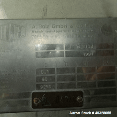 326.6 cu.ft. A. Bolz #MF400, Vert Conical Batch Mixer, hanging, 4000L Working Capacity, 316 Stainless Steel - Image 7