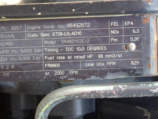 170 HP Komatsu #SAA6D102E-2, Engine, warranty, 2005 - Image 7