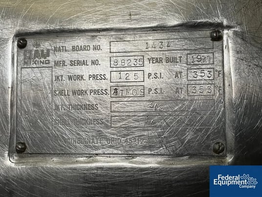 J.H. Day #Imperial, Double Arm Mixer, Stainless Steel, 125 psi jacketed bowl, 225 gallon, 304 Stainless - Image 4