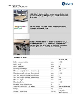 SCM #Pack-C100, Complete Packing System, w/ Conveyors, Hot Glue & Cardboard, 2020 - Image 8