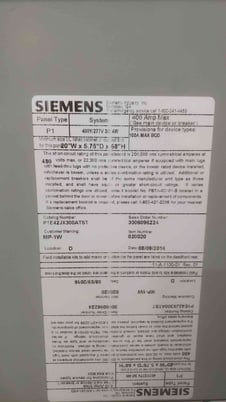 400 Amp. Siemens, P1 1E42JX300ATST, Panelboard, 480Y/277 Volts, 3ph, 4Wire, 25 breakers - Image 3
