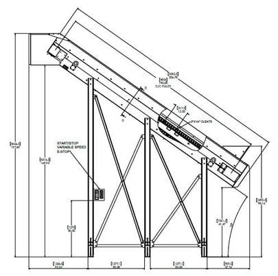 20" wide x 17' long, MC3 Conveyor #1, slider bed belt conveyor (D-Style), cleated belt, new surplus - Image 9