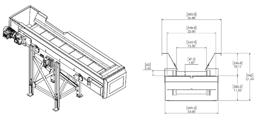 14" wide x 10.3' long, MC3 Conveyor #2, cleated belt, belt conveyor, slider bed belt conveyor (D-Style), new - Image 2