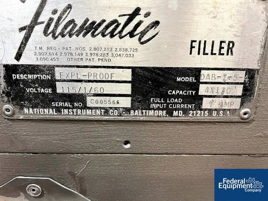 Filamatic #DAB-Z-5-4, filler, 4-pump, 115 V., explosion proof, AS IS - Image 2