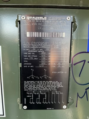 500 KVA 13750GY/7940 Primary, 480Y/277 Secondary, 3 phase, Padmount Transformer - Image 1