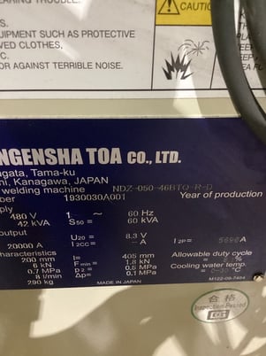 Dengensha #NDZ-050-46BTQ-R-D, PED Spot Welders - Image 5