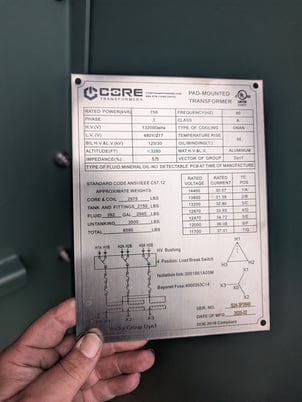 750 KVA 13200 Delta Primary, 480Y/277 Secondary, Pad, new, (immediate shipment available) - Image 2