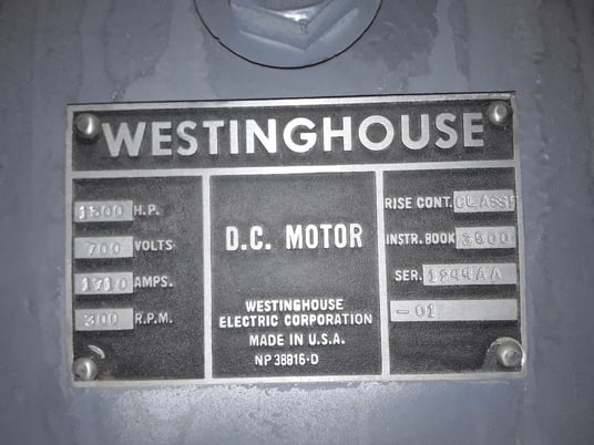 1500 HP 300 RPM Westinghouse, DC motor, 700 VA - Image 3