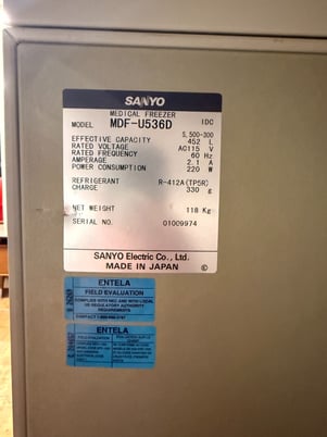 Sanyo #MDF-U536-D, Split Bio-Medical Lab Freezer, R-412A, 452L, 16CU - Image 3