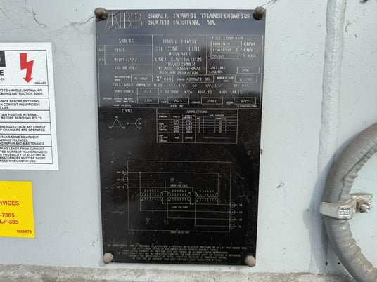 1000 KVA 4160 Primary, 480/277 Secondary, ABB, substation transformer - Image 3
